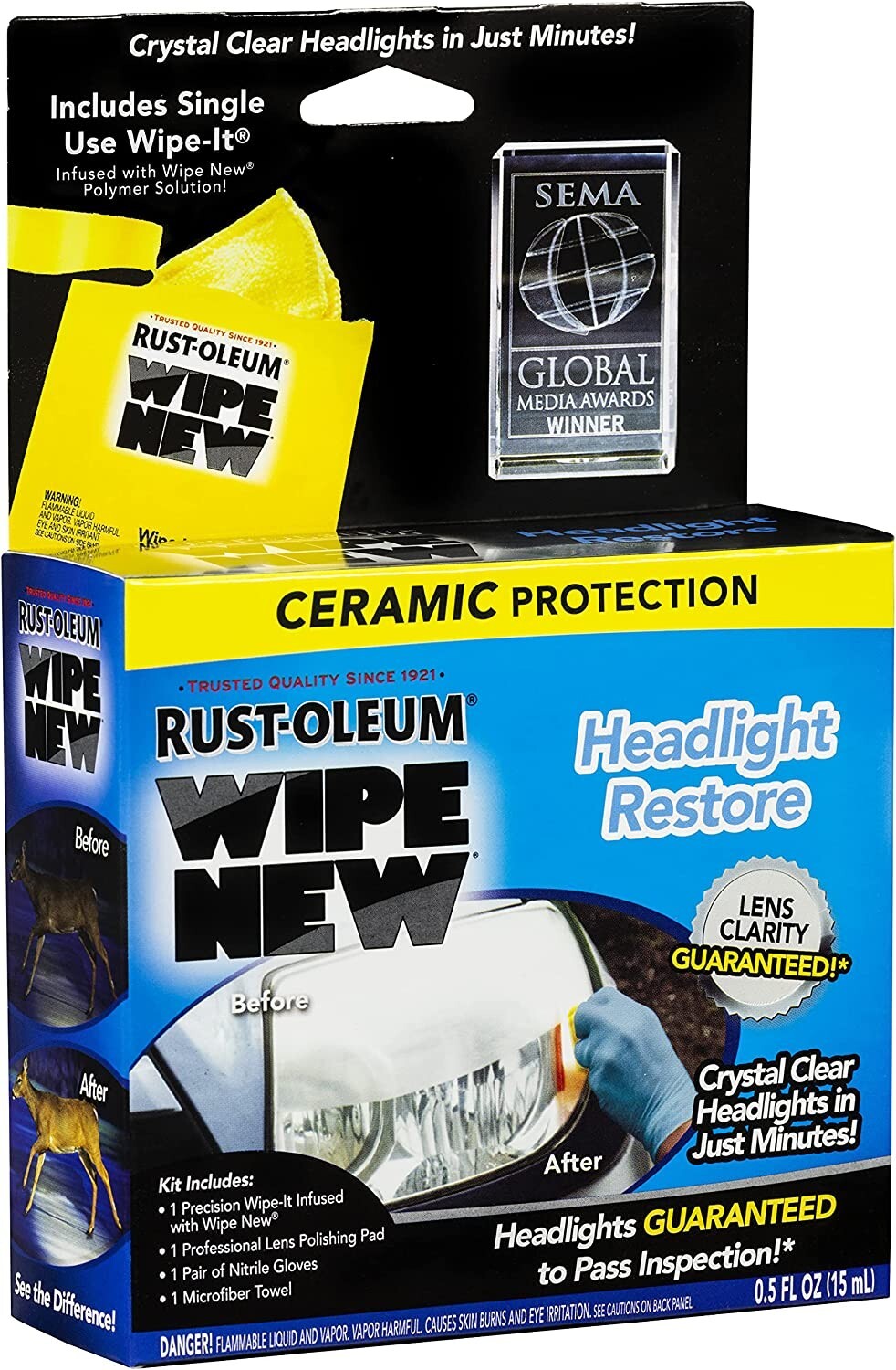 Rust-Oleum HDLCAL Wipe New Headlight Restore, 0.5 FL OZ