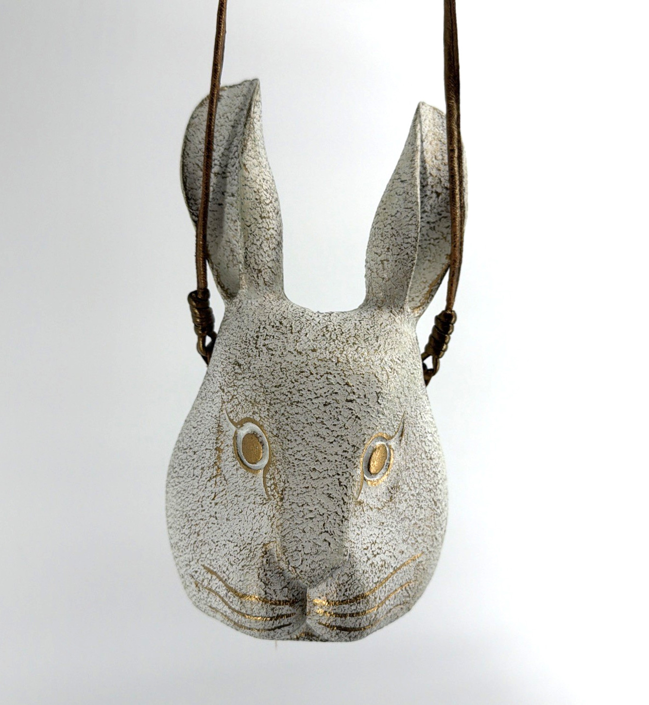 Timmy Woods Ivory Gold Rabbit Wooden Handbag