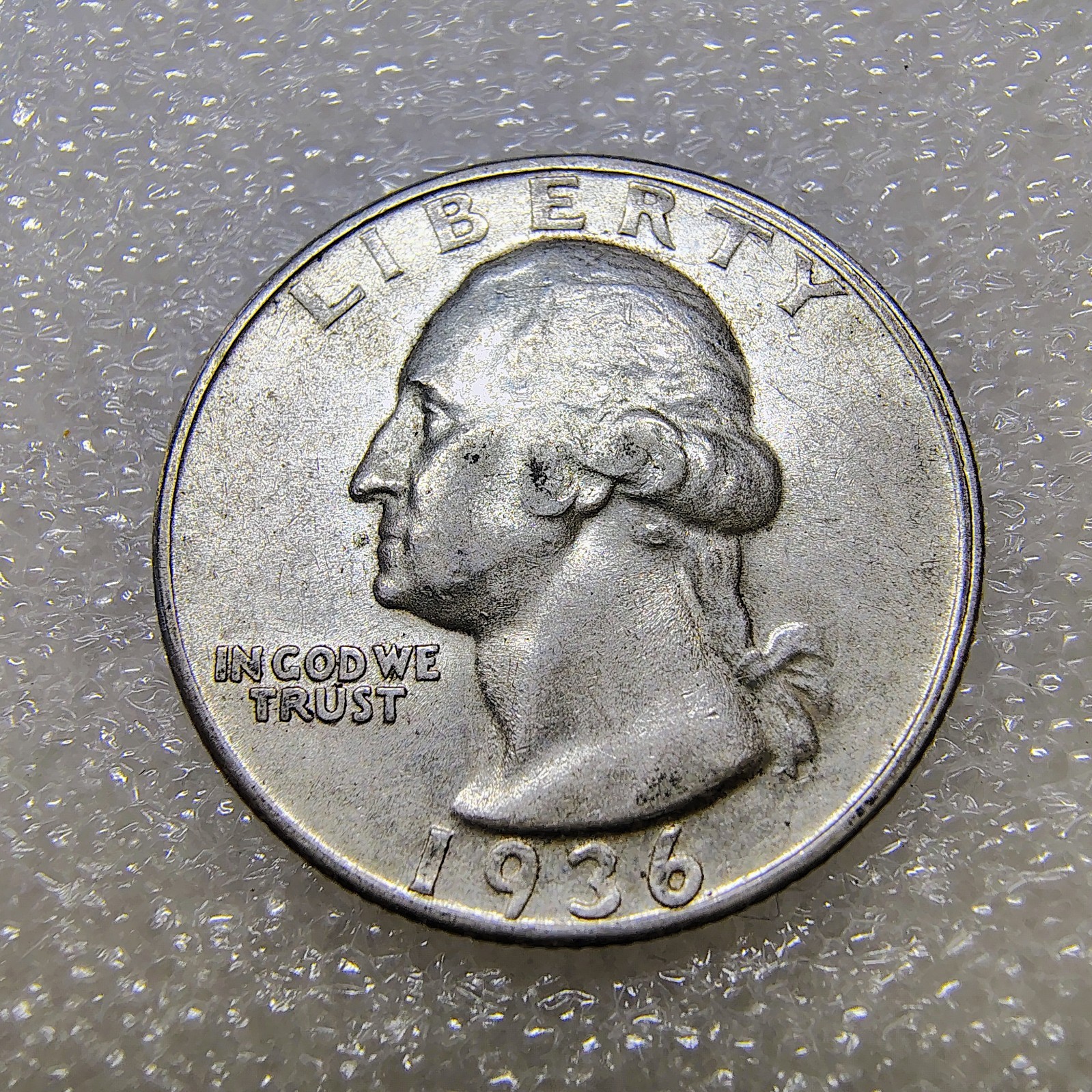 1936-D Washington Quarter 25c - Denver Mint -90% Silver - Better Date - AU Det.