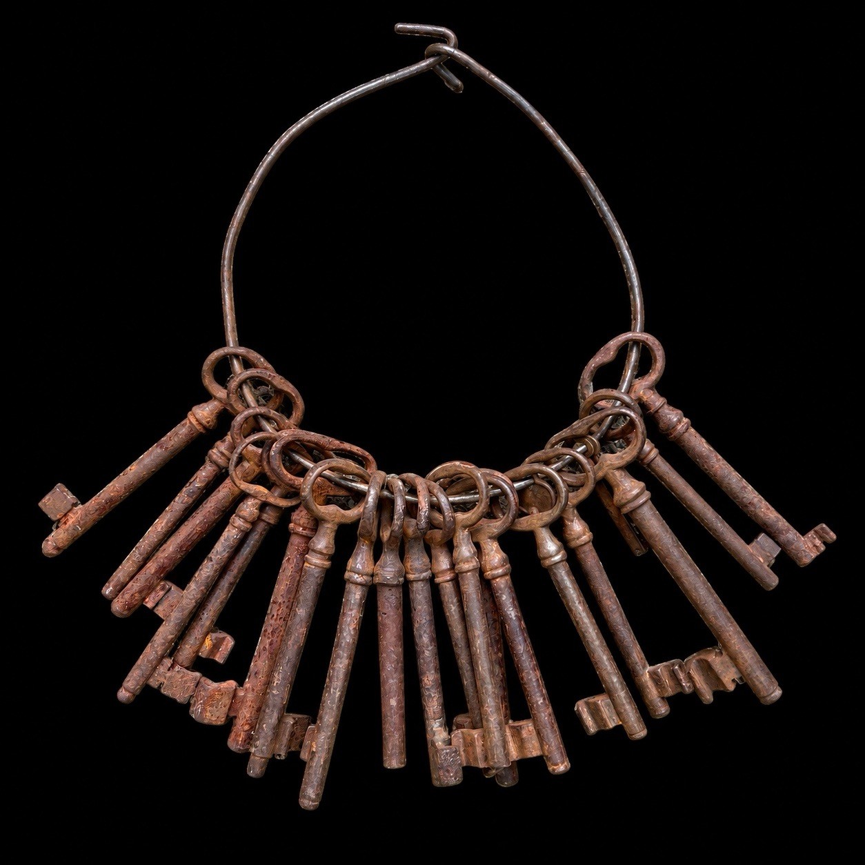 Antique Skeleton Keys on Large Iron Ring 22 Keys Jailer Style Rustic Decor
