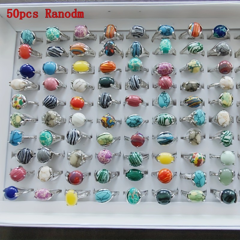 50pcs Colorful Malachite Ring for Women Grils Unique Design for Daily 50pcs Colorful Malachite Ring for Women Grils Unique Design for Daily