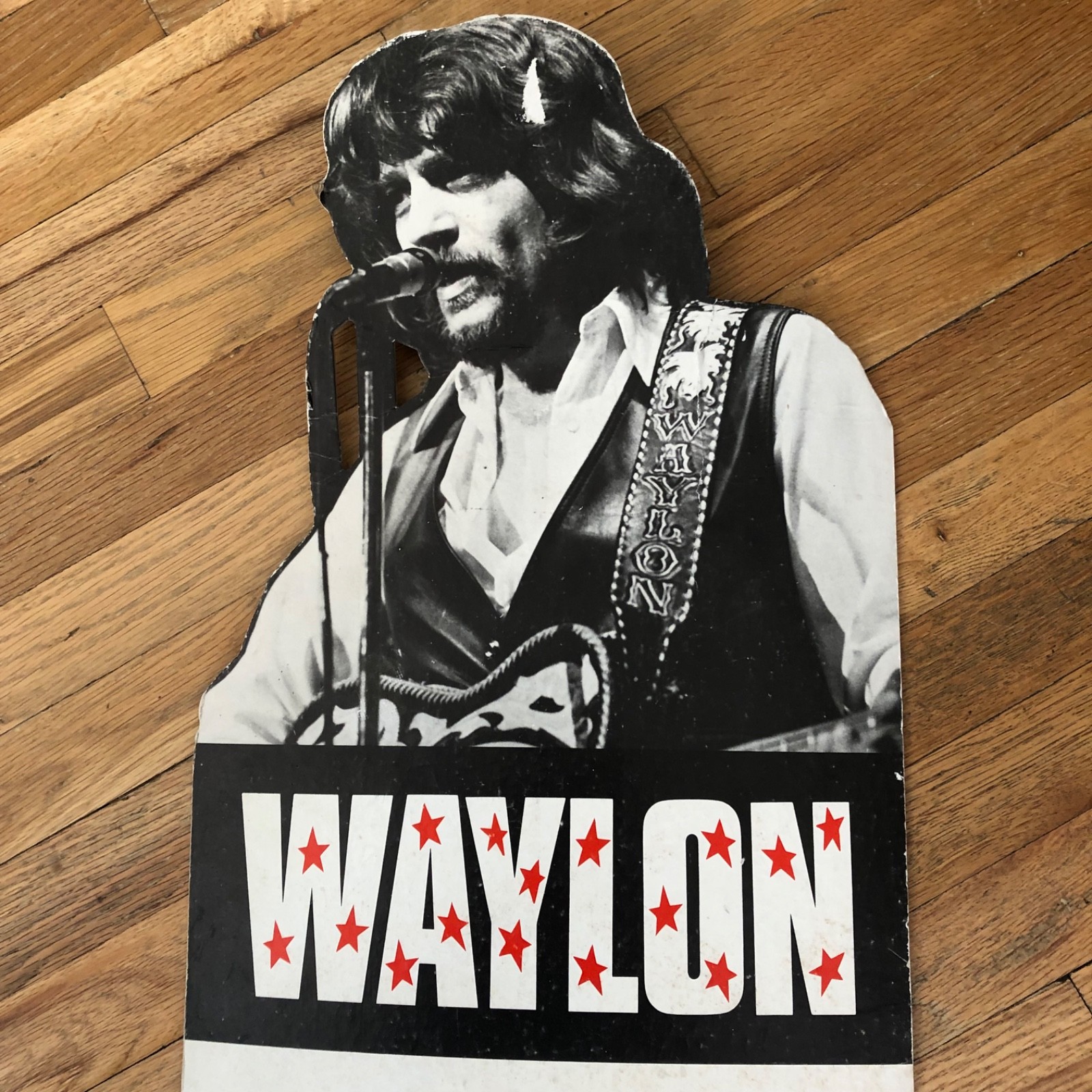 Vintage Waylon Jennings 1970s Large Record Store Cutout Cardboard Display Sign Vintage Waylon Jennings 1970s Large Record Store Cutout Cardboard Display Sign