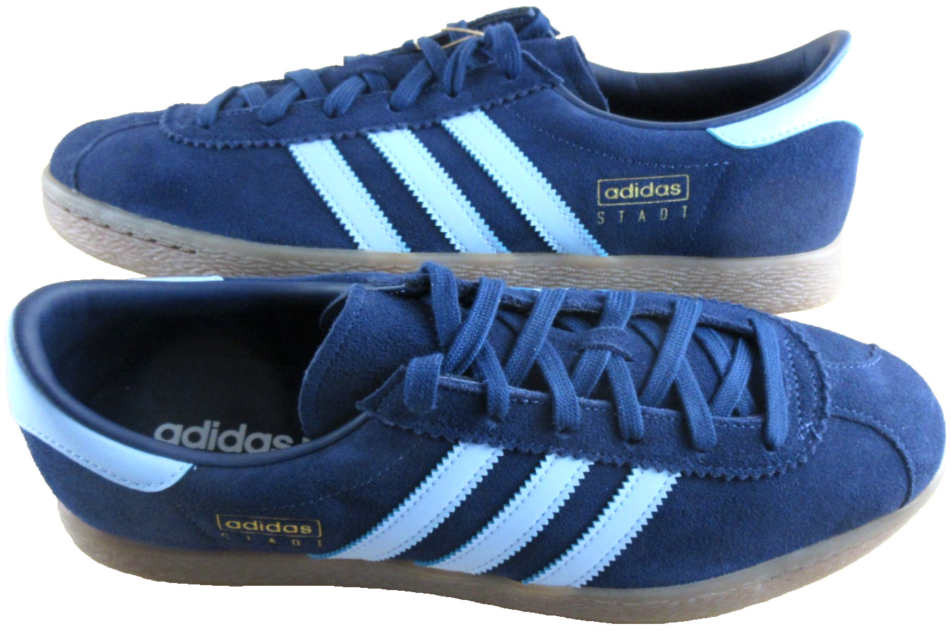 Adidas Originals Men\'s STADT Suede Indigo Navy Gum Sneakers Size 10 JQ9008