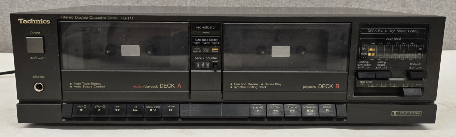 Vintage Technics RS-T911 Stereo Double Cassette Deck Tested Japan