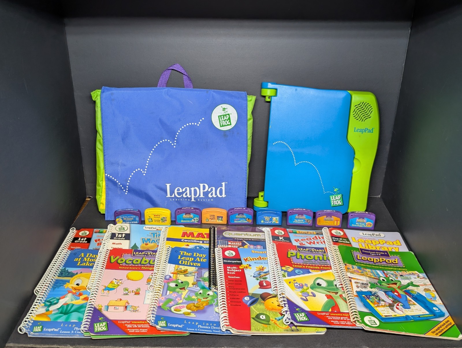 LEAP FROG LEAP PAD WRITING LEARNING SYSTEM BY LEAP FROG W/ BOOKS, GAMES, & BAG LEAP FROG LEAP PAD WRITING LEARNING SYSTEM BY LEAP FROG W/ BOOKS, GAMES, & BAG