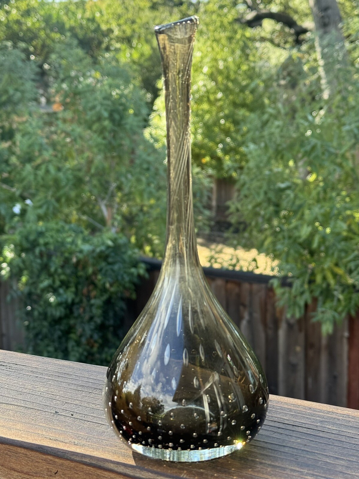 Vintage Gunnar Ander Bubble Glass Vase | Lindshammar Sweden H 9.75”