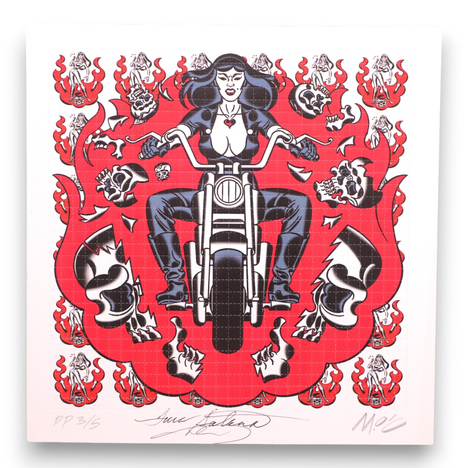 Mitch O\'Connell & Tura Satana Signed 2010 Blotter Art 3/5 Signed Preforated