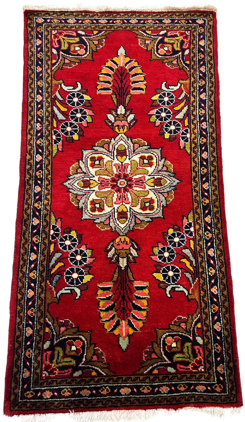 Vintage Hand-Knotted Tribal Rug 2x4 Traditional Oriental Wool Turkmen Carpet