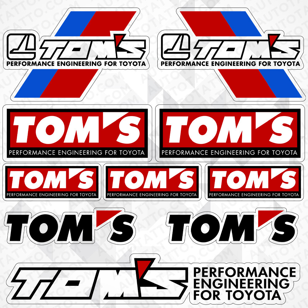 TOM'S Performance Racing Car Sport Sticker Vinyl 3D Decal Stripes Logo Decor