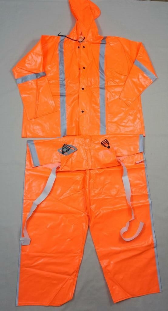 NASCO INDUSTRIAL RAINWEAR USED MEN 2XL NFPA FR FLAME RETARDANT SET JACKET+PANTS