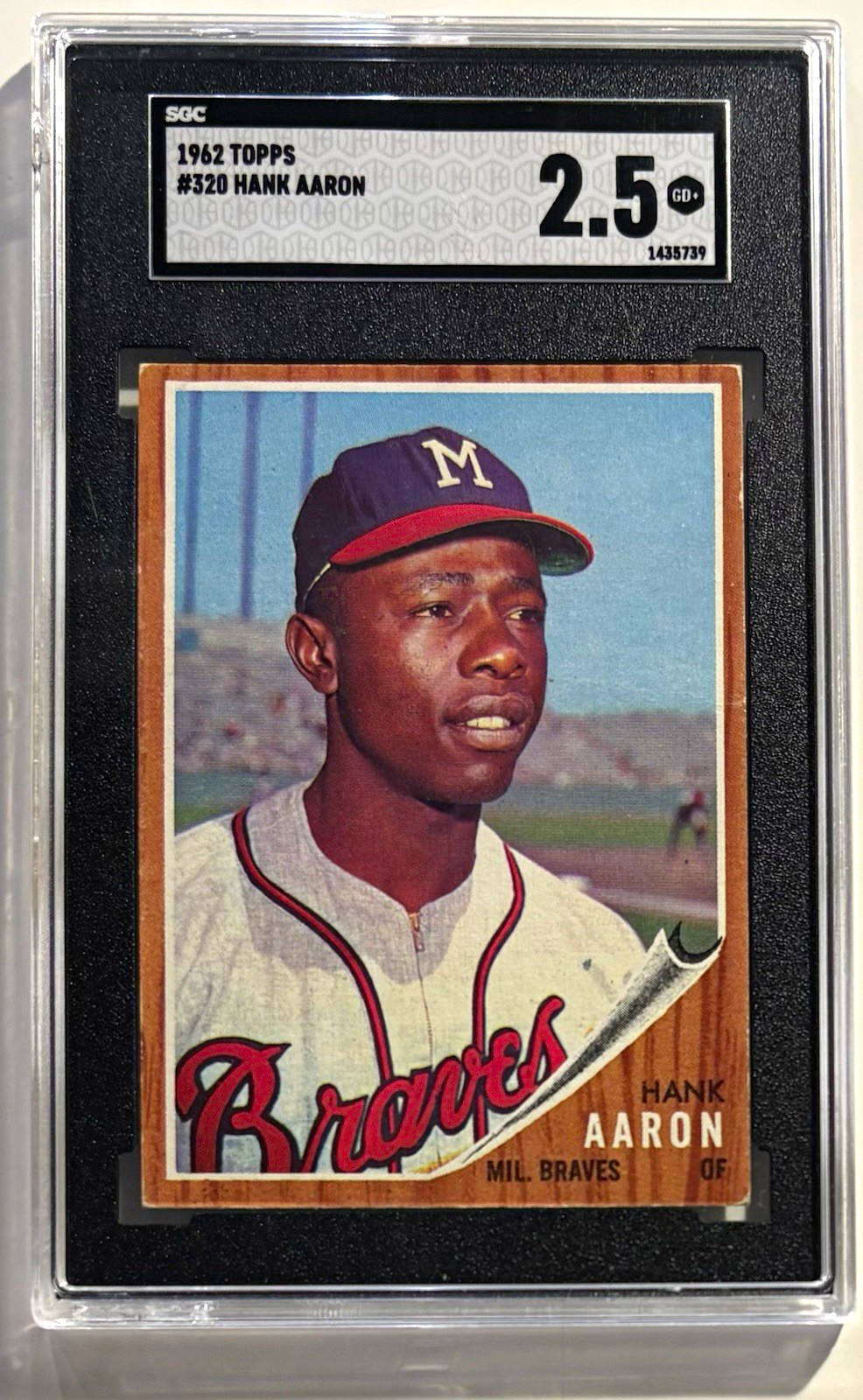1962 Topps Hank Aaron #320 Milwaukee Braves Graded SGC 2.5 Great Eye Appeal 1962 Topps Hank Aaron #320 Milwaukee Braves Graded SGC 2.5 Great Eye Appeal