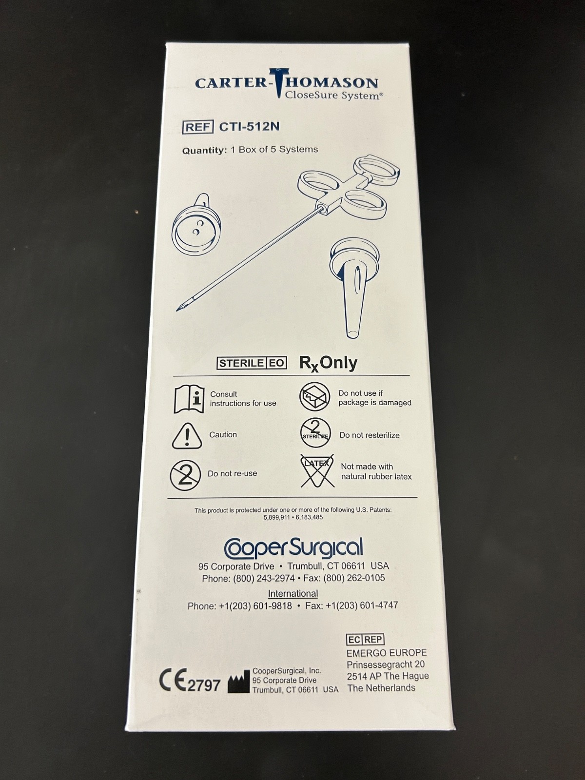*5-Packs* Carter Thomason CloseSure System Puncture Closure Device CTI-512N