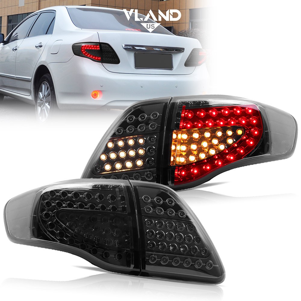 VLAND Smoked LED Tail lights For 2008-2011 Toyota Corolla Rear Brake Lamps Pair