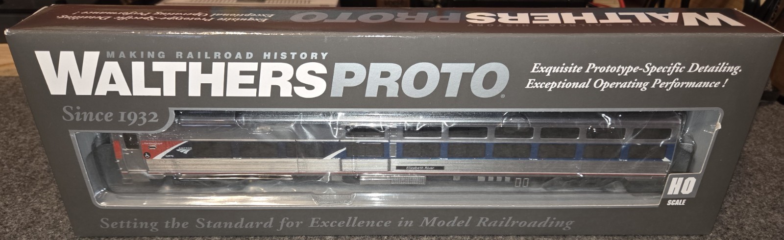Walthers Proto HO Scale Amtrak 85\' Viewliner SLPR (LGHTD) Elizabeth River PhVII Walthers Proto HO Scale Amtrak 85\' Viewliner SLPR (LGHTD) Elizabeth River PhVII
