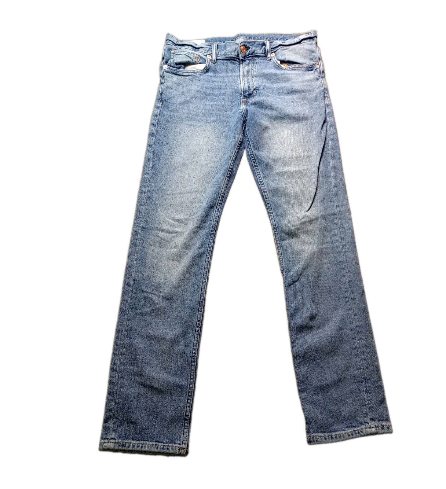 H&M &Denim Men\'s Slim Fit Jeans Size 34x32 Light Wash Stretch Blue Denim Pants