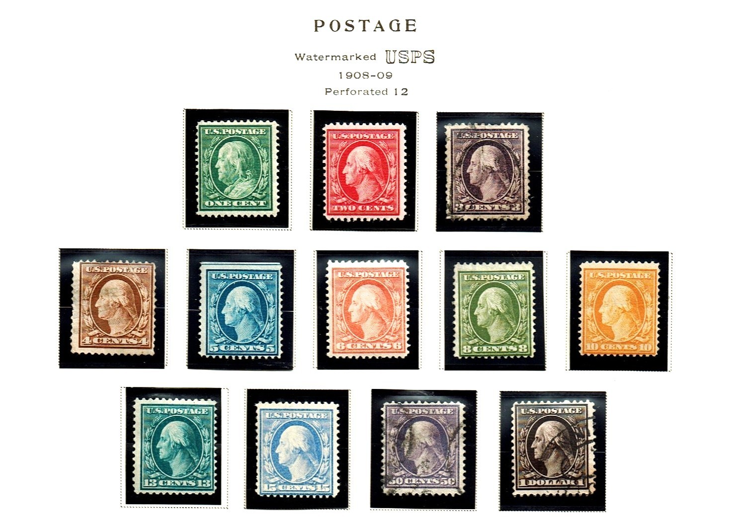1908-9 U.S. Reg Issue NEW DESIGN D.L.Wkm COMPLETE SET Sc#331-42 M/NH/H Used Note
