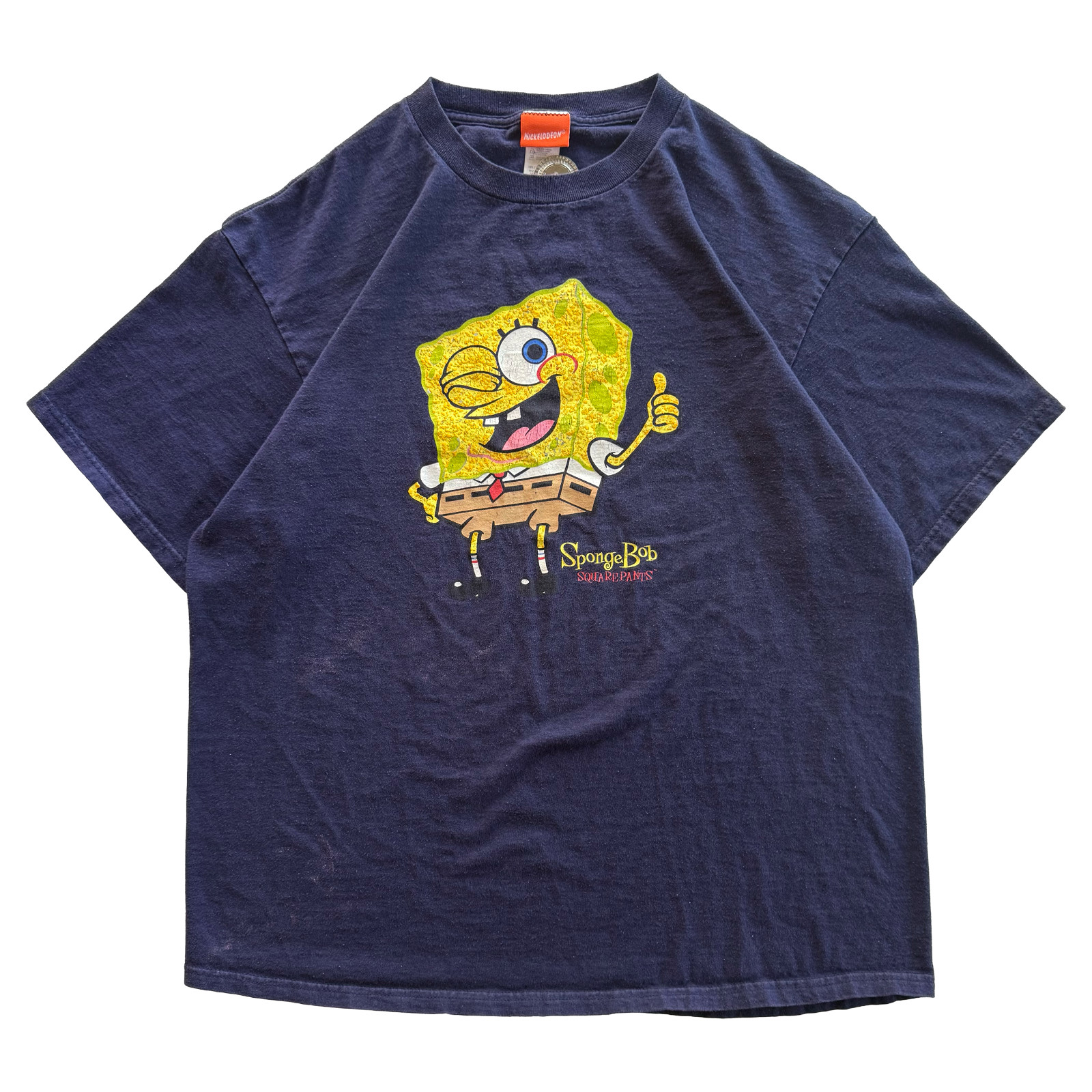 Vintage 2002 Y2K Nickelodeon SpongeBob SquarePants Thumbs Up Tee Size XL Blue