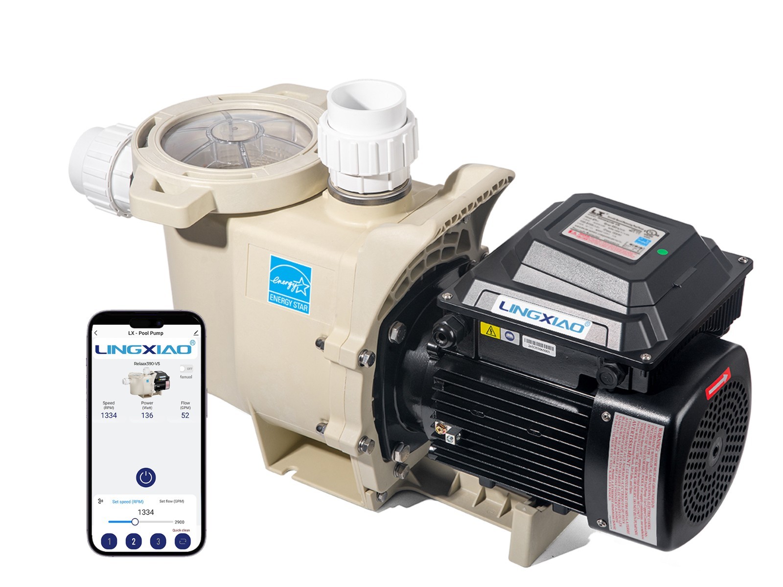LINGXIAO 3HP Variable Speed Pool Pump, Energy Star Certified Smart Pool Pump LINGXIAO 3HP Variable Speed Pool Pump, Energy Star Certified Smart Pool Pump