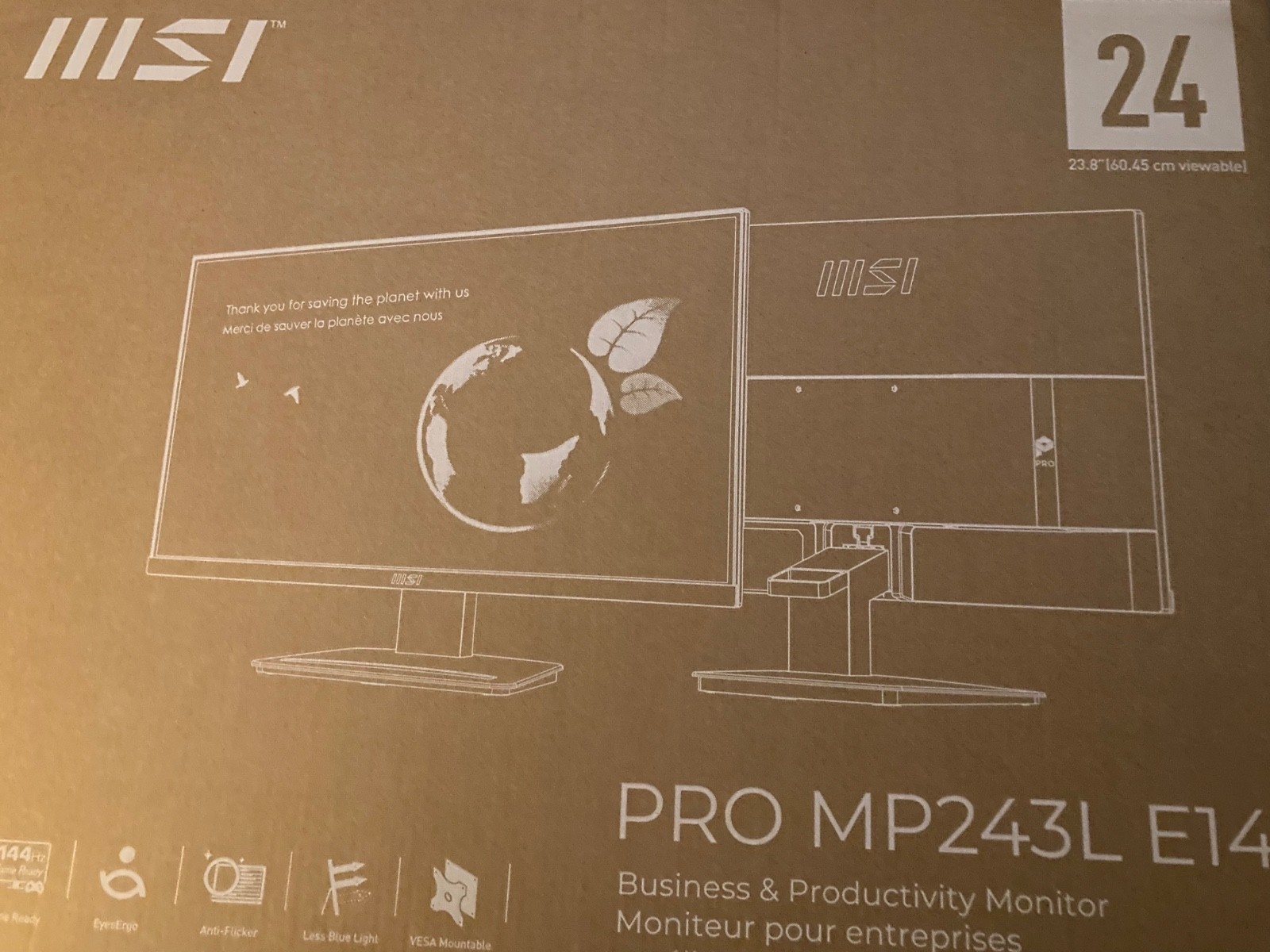 MSI PRO MP243L E14 24-inch IPS 1920 x 1080 (FHD) Gaming Office Monitor, 144Hz, A MSI PRO MP243L E14 24-inch IPS 1920 x 1080 (FHD) Gaming Office Monitor, 144Hz, A