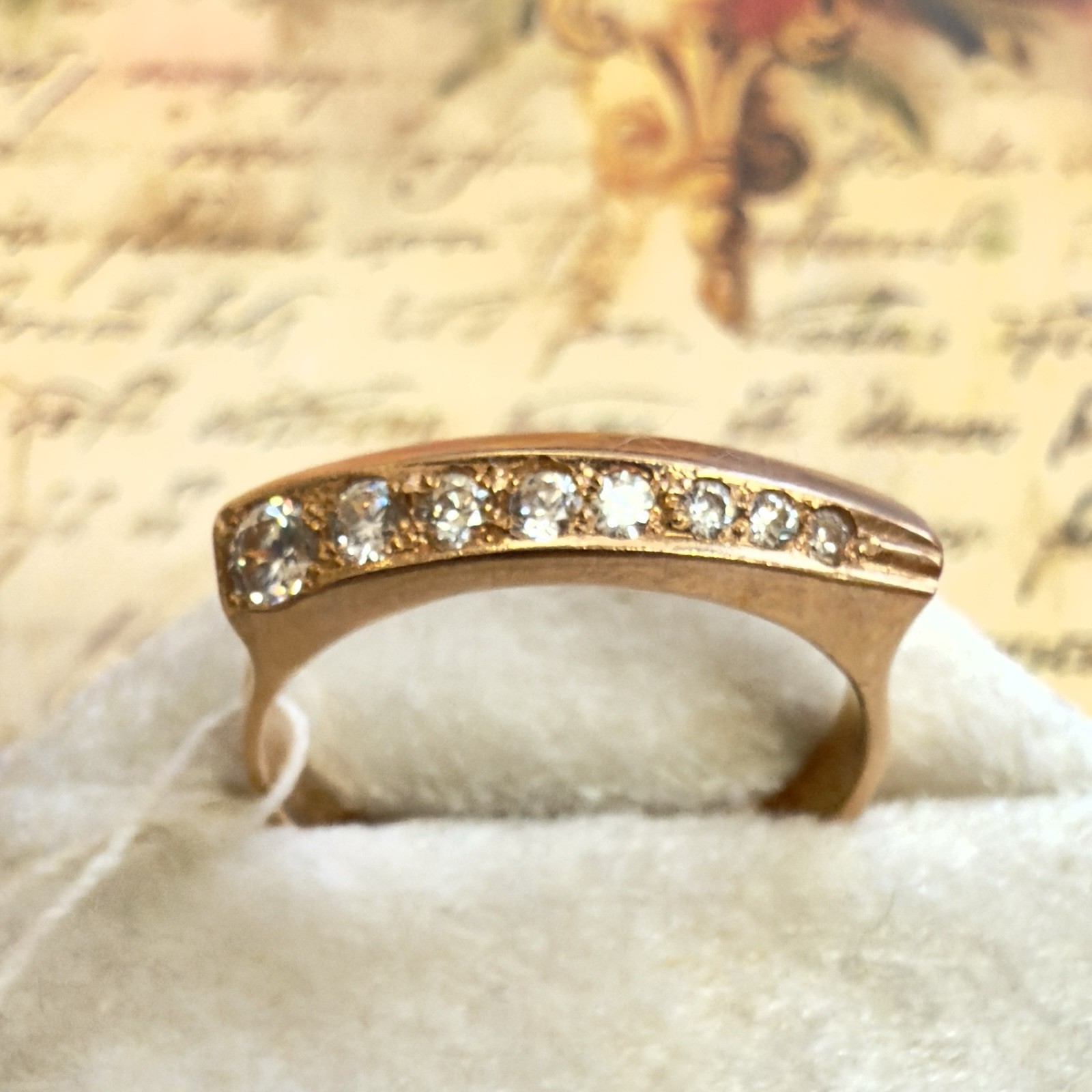 Size 7.25 - 14K 585 Rose Gold Gemstone Ring - Vintage East European  #1806