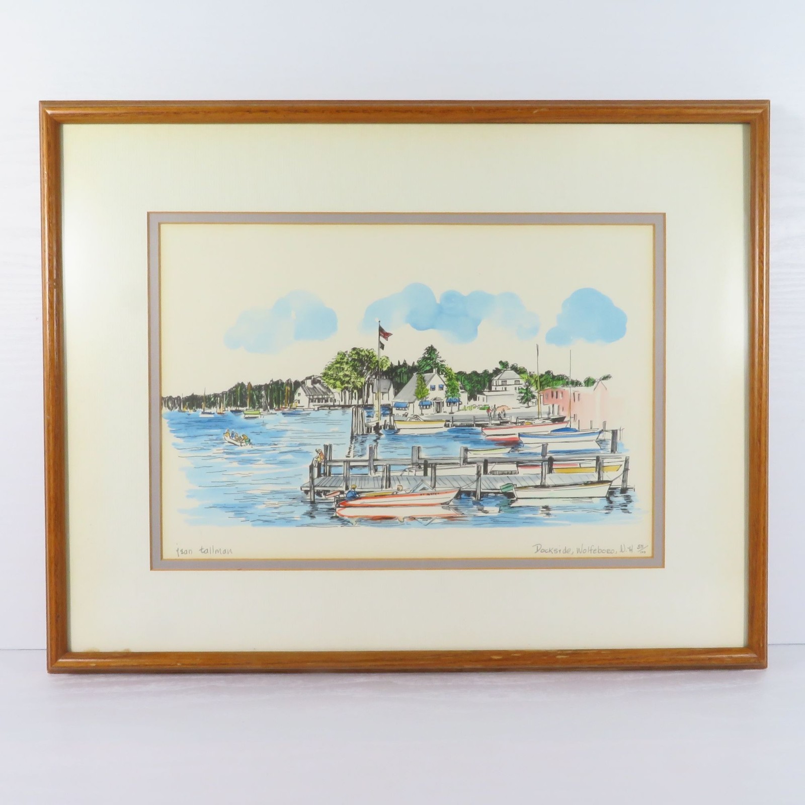 Dockside Wolfeboro NH  Jean Tallman Signed Numbered Print 55/100 Sailboat Water