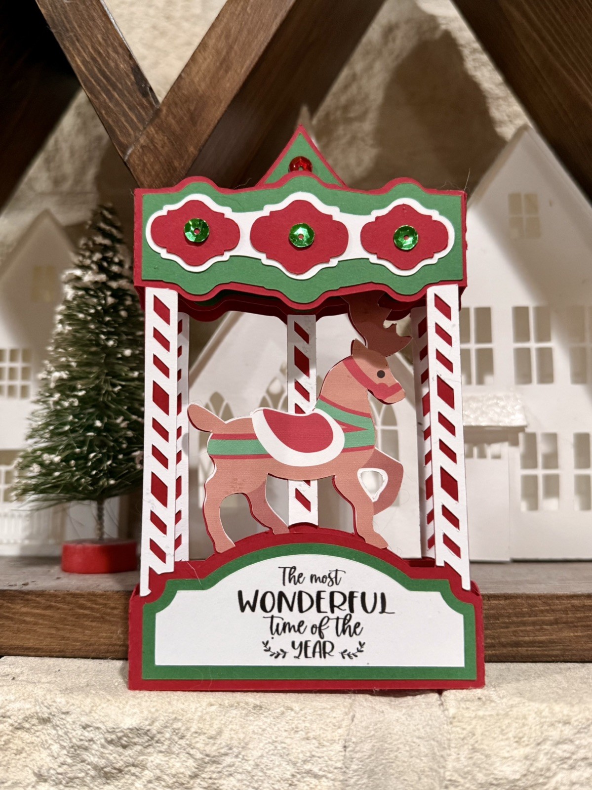 handmade Card Kit Stampin Up Christmas carousel Pop Up Box Card handmade Card Kit Stampin Up Christmas carousel Pop Up Box Card