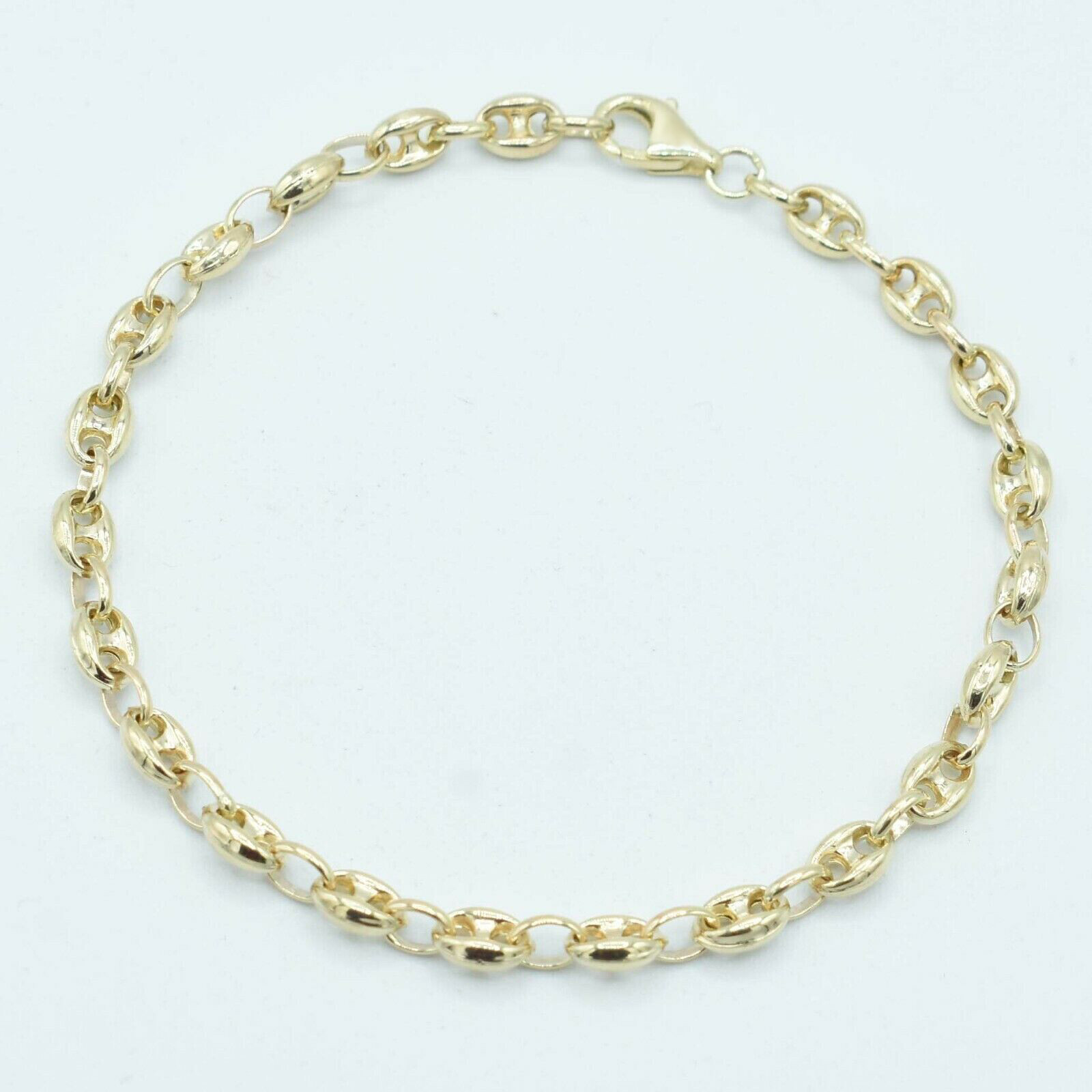 5mm Puffed Mariner Anchor Link Chain Bracelet Real 14K Yellow Gold All Sizes 5mm Puffed Mariner Anchor Link Chain Bracelet Real 14K Yellow Gold All Sizes