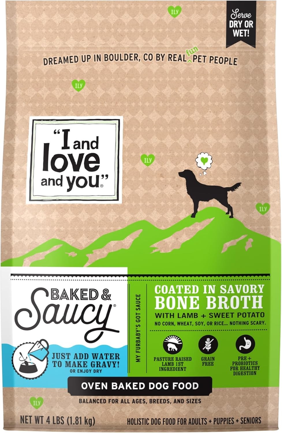 I AND LOVE AND YOU Baked and Saucy Dry Dog Food - Lamb + Sweet Potato - Prebioti I AND LOVE AND YOU Baked and Saucy Dry Dog Food - Lamb + Sweet Potato - Prebioti