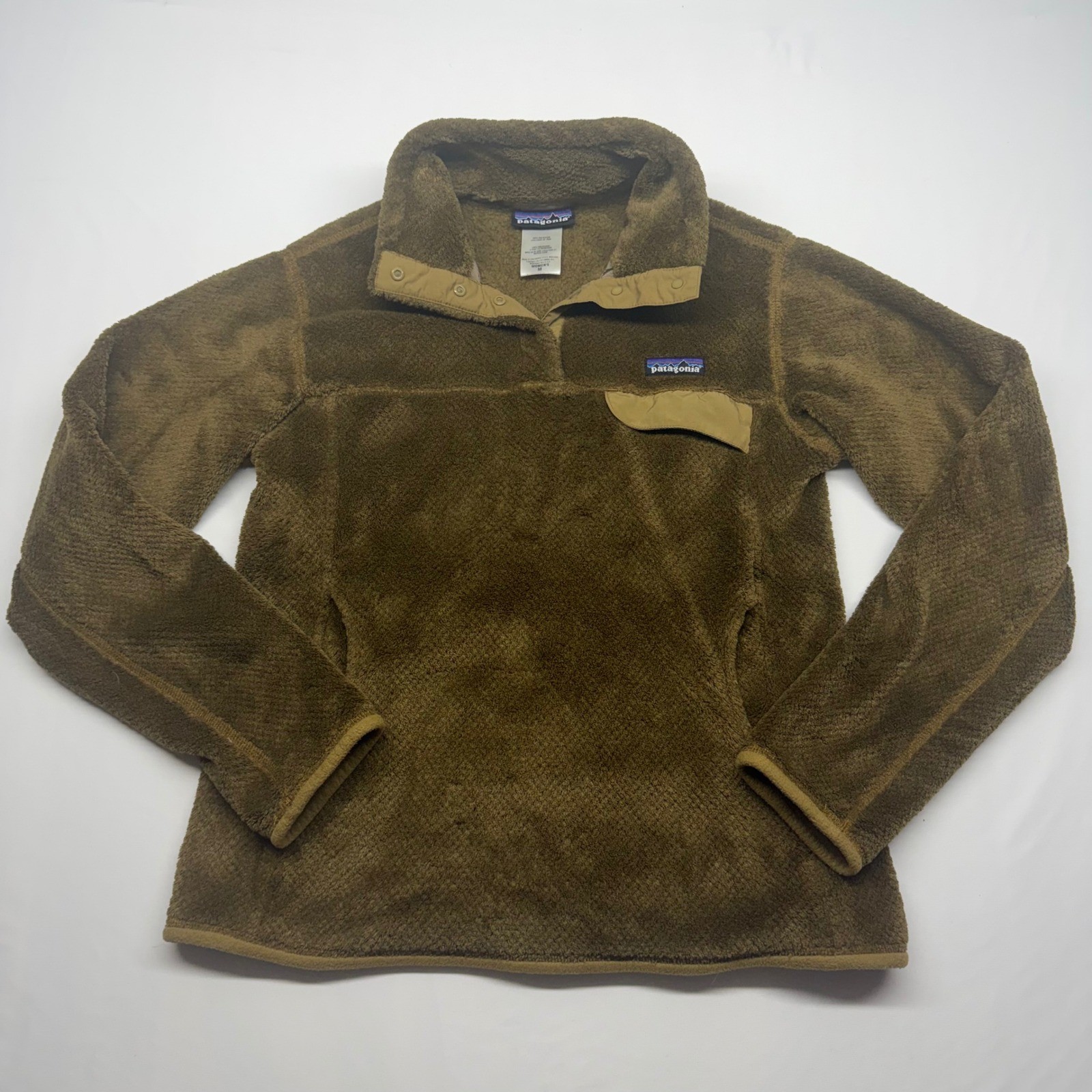 Patagonia Women Fleece Pullover M Brown Re-Tool Snap-T Synchilla Hiking Retro