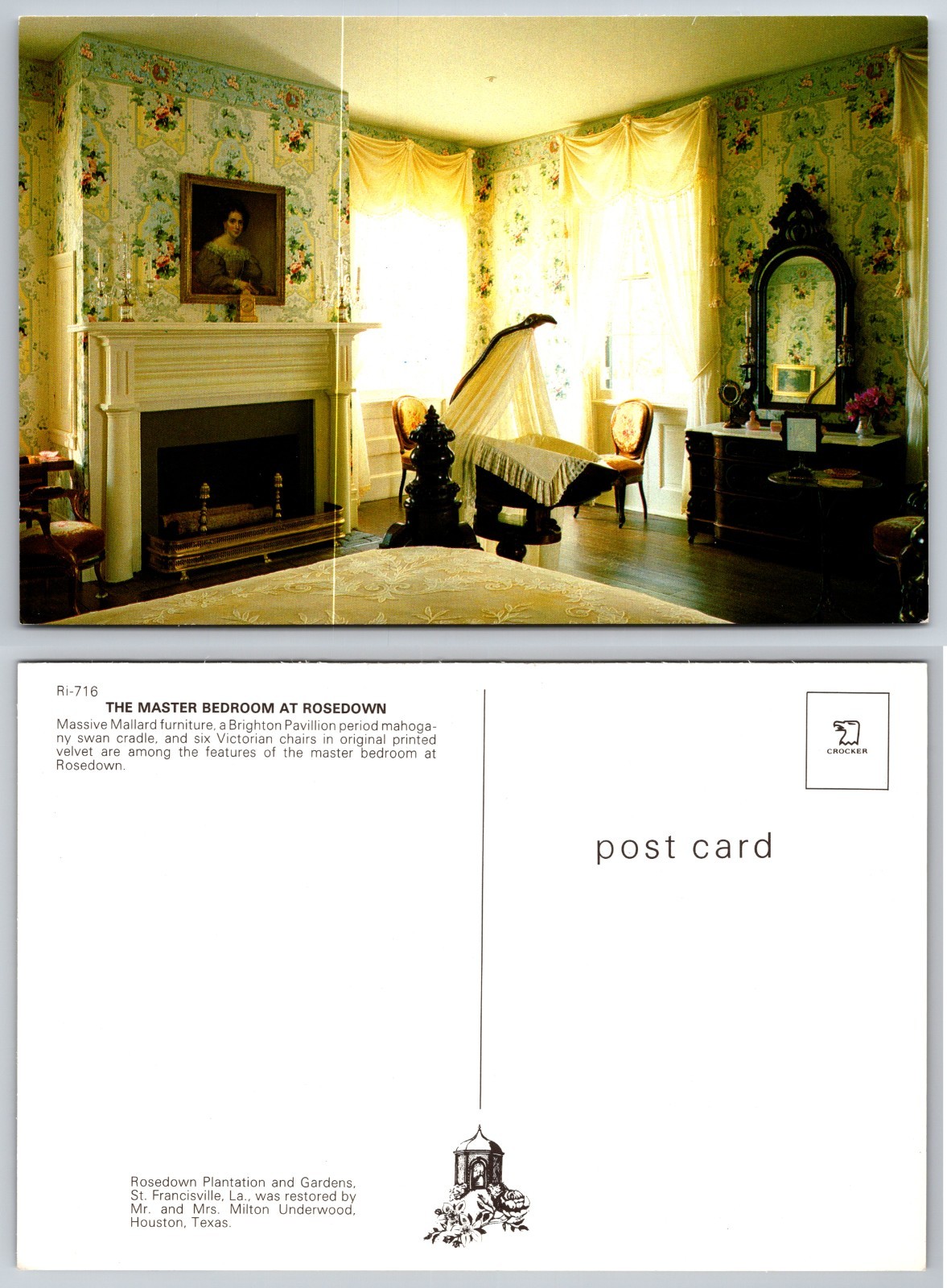 Continental Master Bedroom At Rosedown Postcard