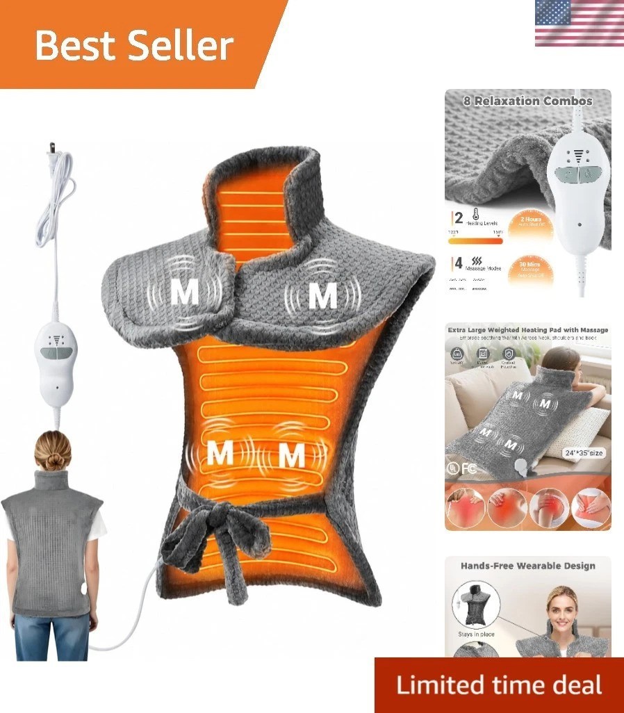 Wearable Vibrating Heating Pad for Neck, Shoulders & Back Pain Relief | 24\