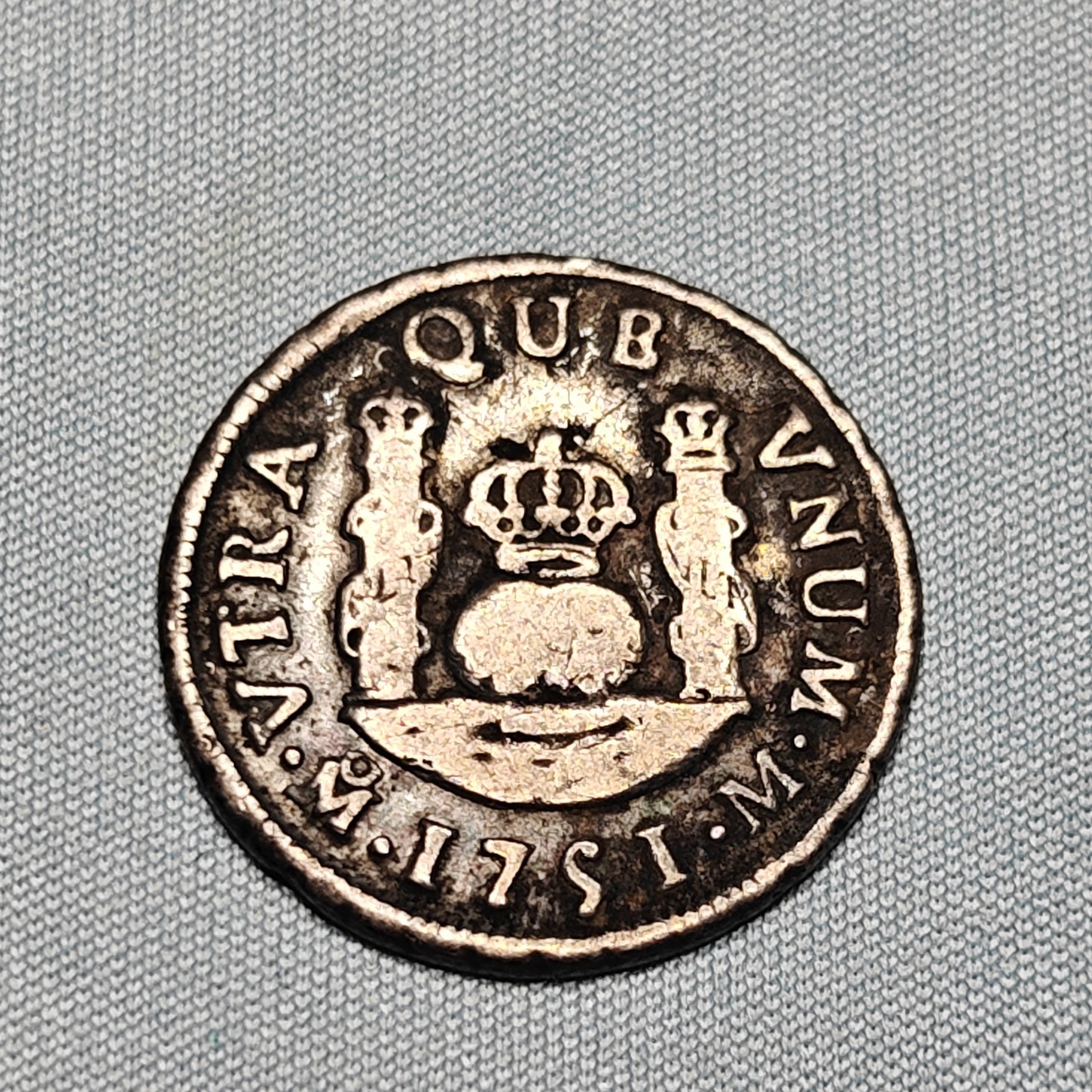 1751 Mo M Mexico 1 Real Silver Pillar Coin Ferdinand VI Spanish Colonial F/VF 1751 Mo M Mexico 1 Real Silver Pillar Coin Ferdinand VI Spanish Colonial F/VF