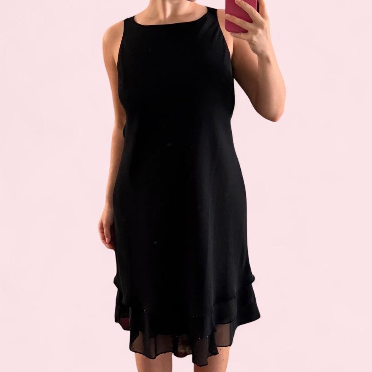 Vintage Jones Wear boatneck sleeveless beaded layered midi dress Vintage Jones Wear boatneck sleeveless beaded layered midi dress