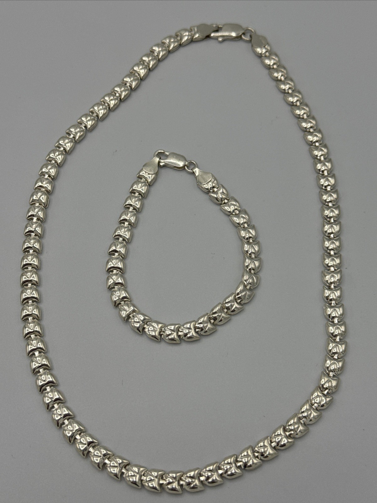 Vtg Vivah Sterling Silver 925 Interlock Chain Link Necklace 18\ Vtg Vivah Sterling Silver 925 Interlock Chain Link Necklace 18\