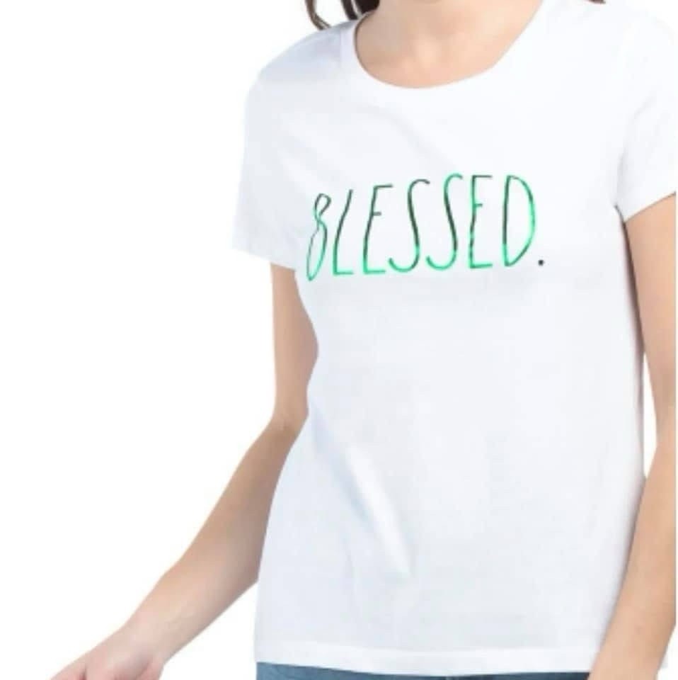 RAE DUNN Women’s PLUS 2X Short Sleeve Crew Neck “BLESSED” T-Shirt RAE DUNN Women’s PLUS 2X Short Sleeve Crew Neck “BLESSED” T-Shirt
