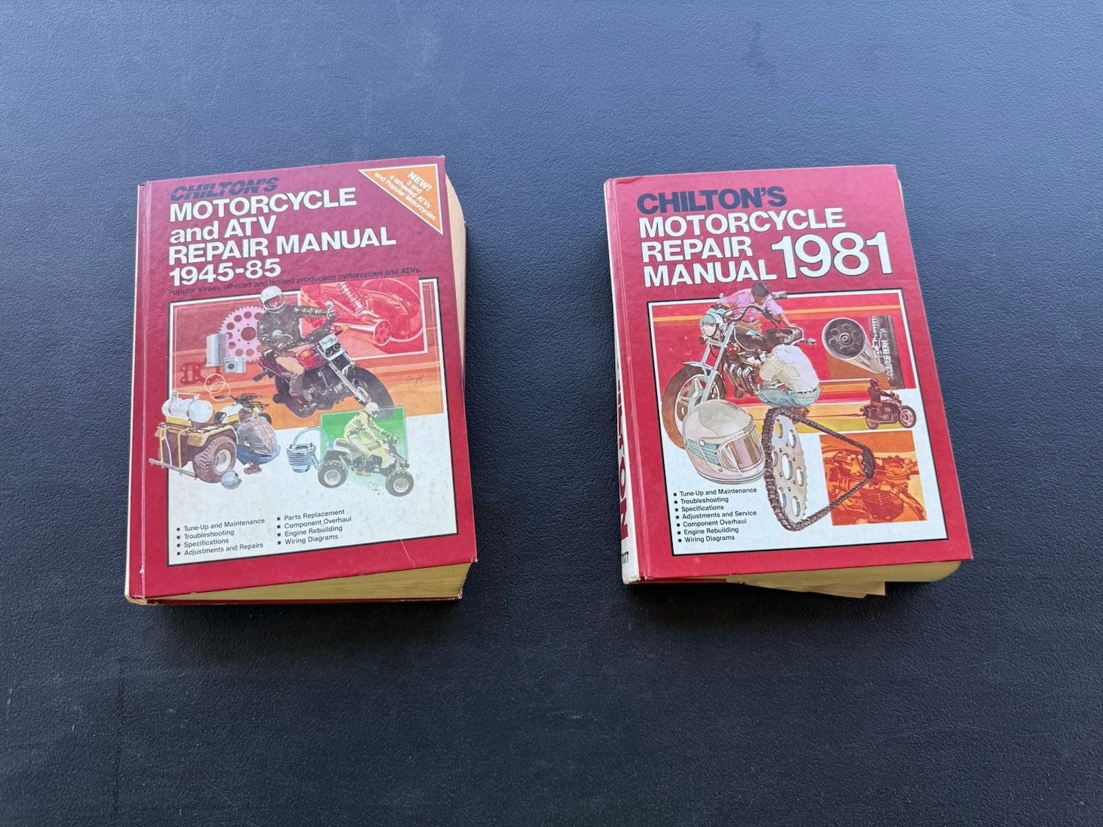 Lot Of 2 Vintage CHILTON'S MOTORCYCLE Repair Manuals 1981 And 1985 Lot Of 2 Vintage CHILTON'S MOTORCYCLE Repair Manuals 1981 And 1985