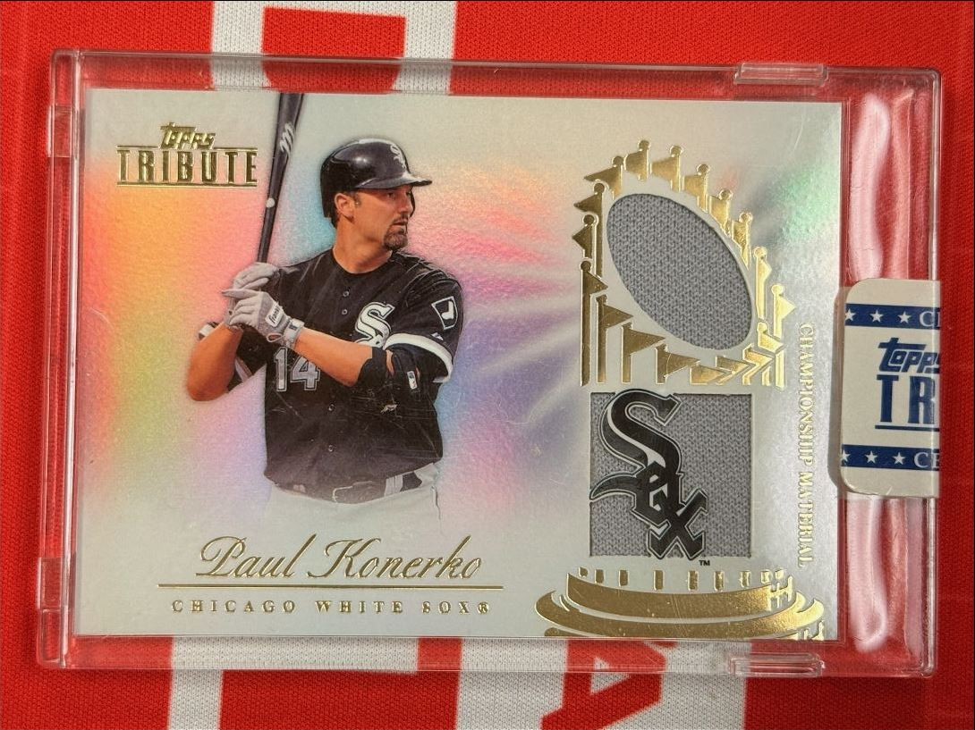 2012 Topps Tribute Championship Material Dual Relics Paul Konerko 52/99 Chicago 2012 Topps Tribute Championship Material Dual Relics Paul Konerko 52/99 Chicago