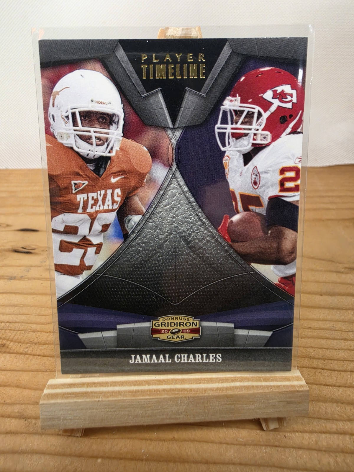 2009 Donruss Gridiron Gear Jamaal Charles Player Timeline Silver 53/100 Card #8 2009 Donruss Gridiron Gear Jamaal Charles Player Timeline Silver 53/100 Card #8