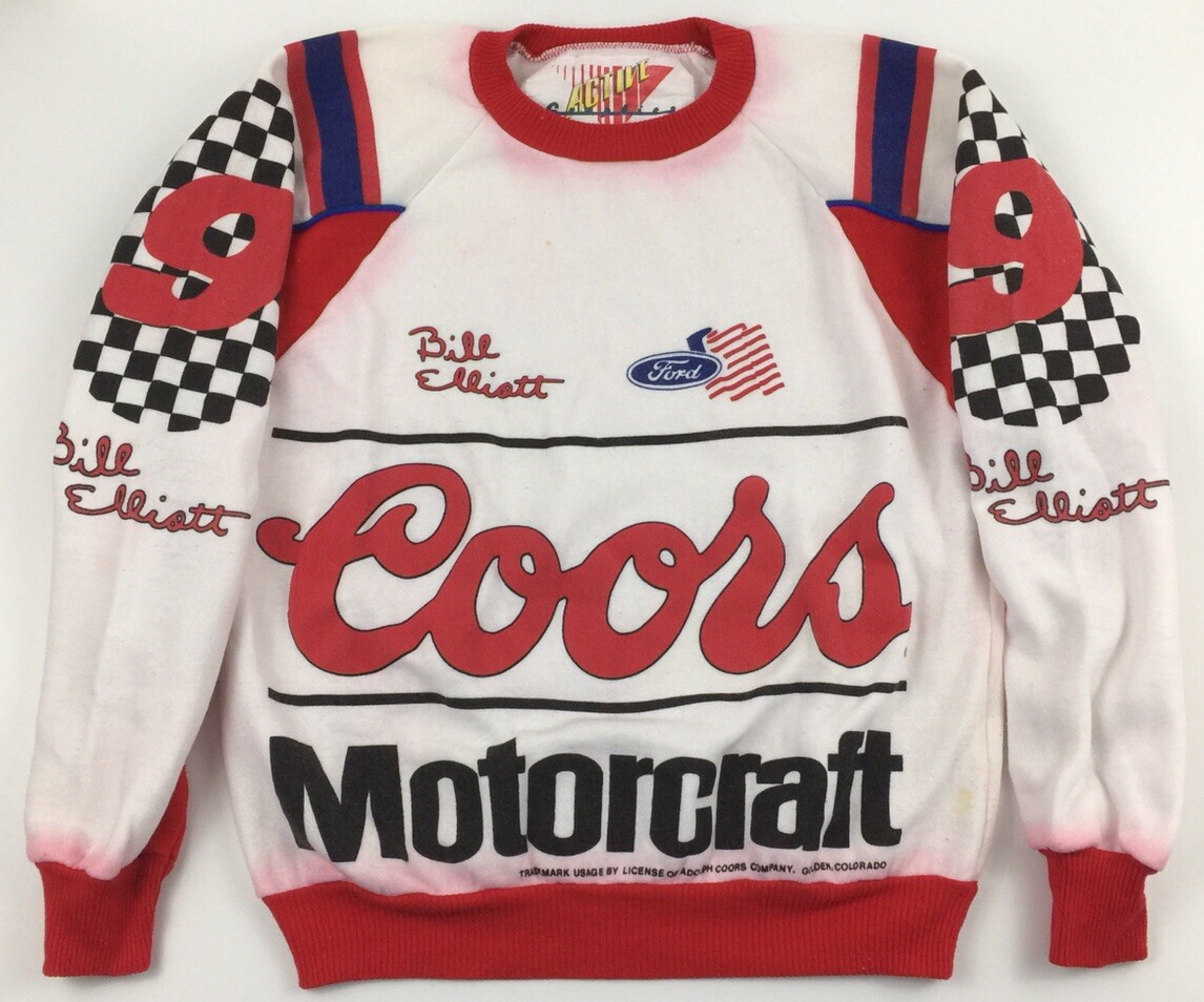 Vtg Bill Elliott Men Sweatshirt Coors All Over Flag Logo Colorblock Motorcraft M Vtg Bill Elliott Men Sweatshirt Coors All Over Flag Logo Colorblock Motorcraft M