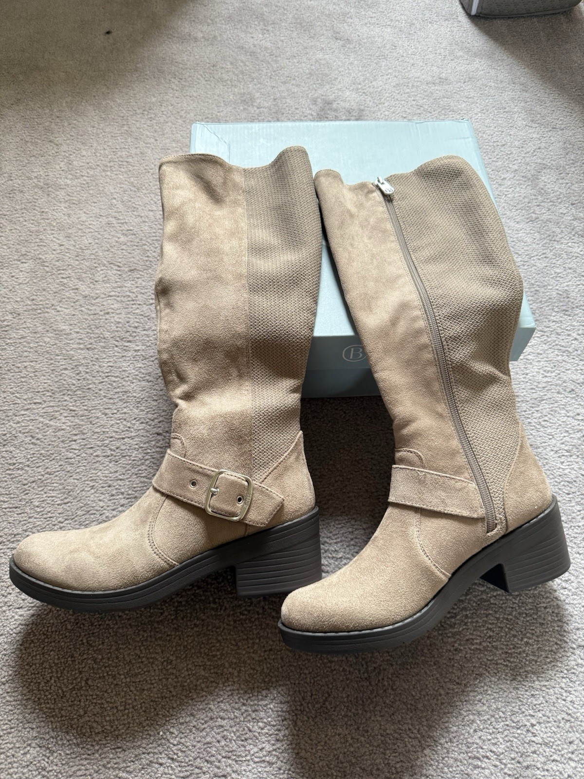 Women Tan Mid Calf Suede Block Heels boots Women Tan Mid Calf Suede Block Heels boots