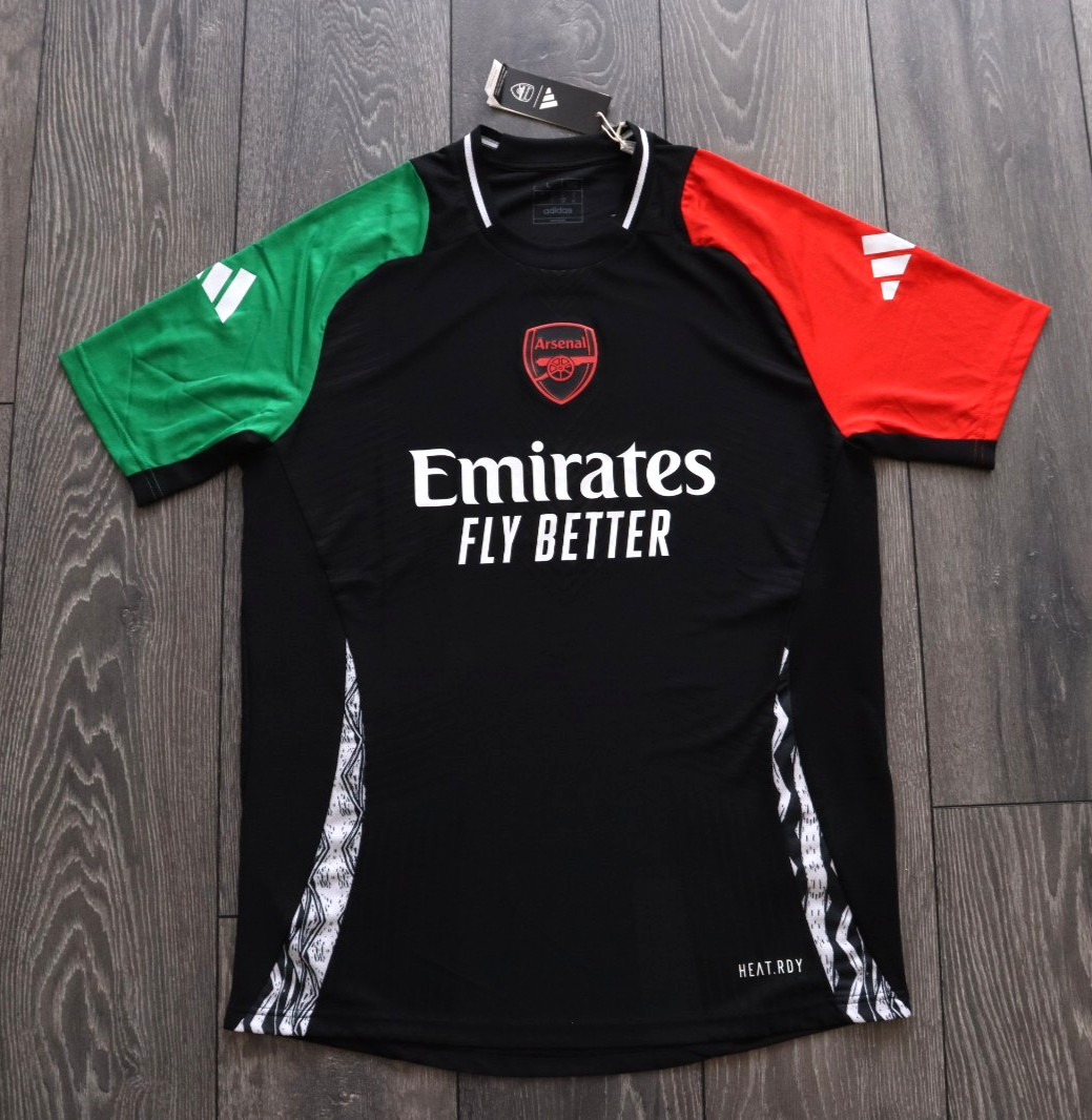 BNWT ADIDAS ARSENAL 2024 2025 EUROPEAN TRAINING JERSEY SHIRT BLACK HEAT DRY L