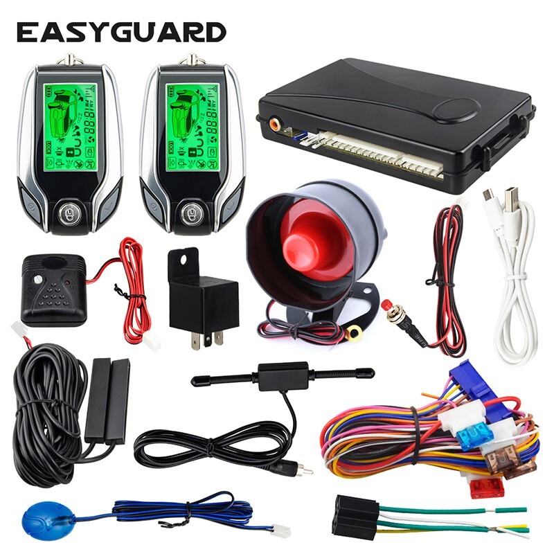 EASYGUARD 2 way car alarm system PKE keyless entry shock warning security alarm