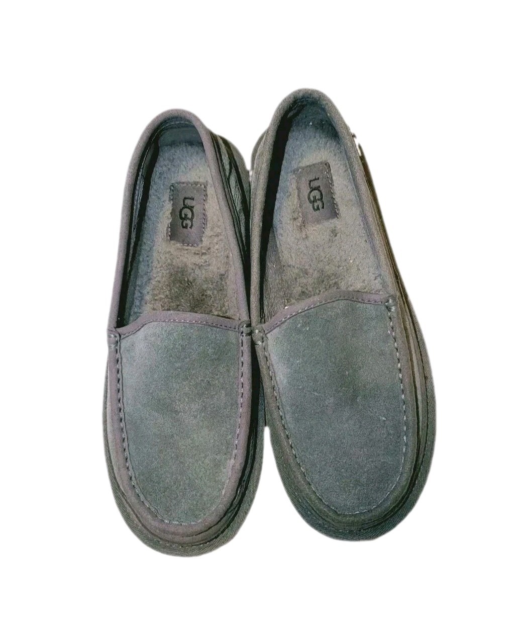 UGG Mens Shoes Dex Grey Suede Leather Slippers Indoor Outdoor Loafers Gray 7 NEW