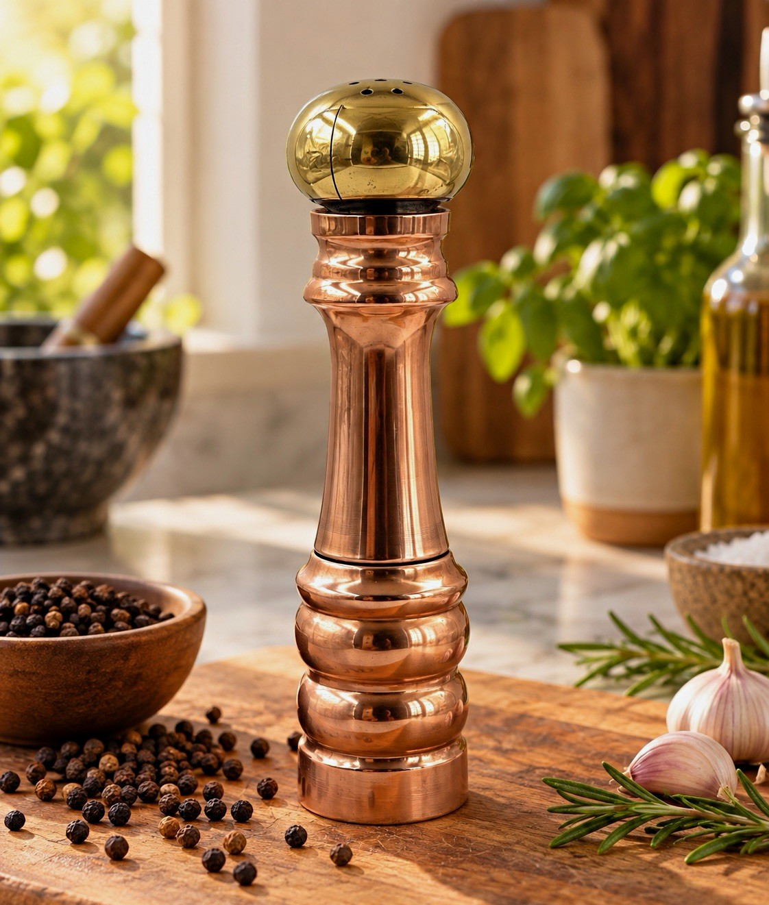 Rare Vintage 1960s-1980s Copper Brass Pepper Mill Grinder 10” Tall Mid Century Rare Vintage 1960s-1980s Copper Brass Pepper Mill Grinder 10” Tall Mid Century