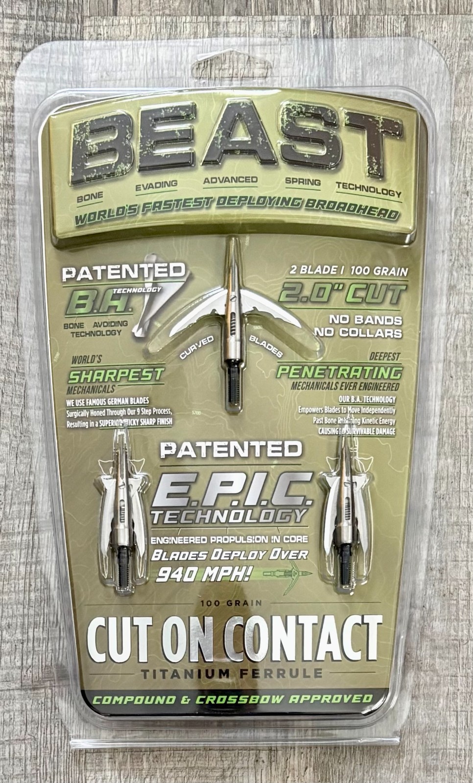 Bowmar Beast Titanium Cut-On-Contact Broadheads 100 Grain 2.0\ Bowmar Beast Titanium Cut-On-Contact Broadheads 100 Grain 2.0\