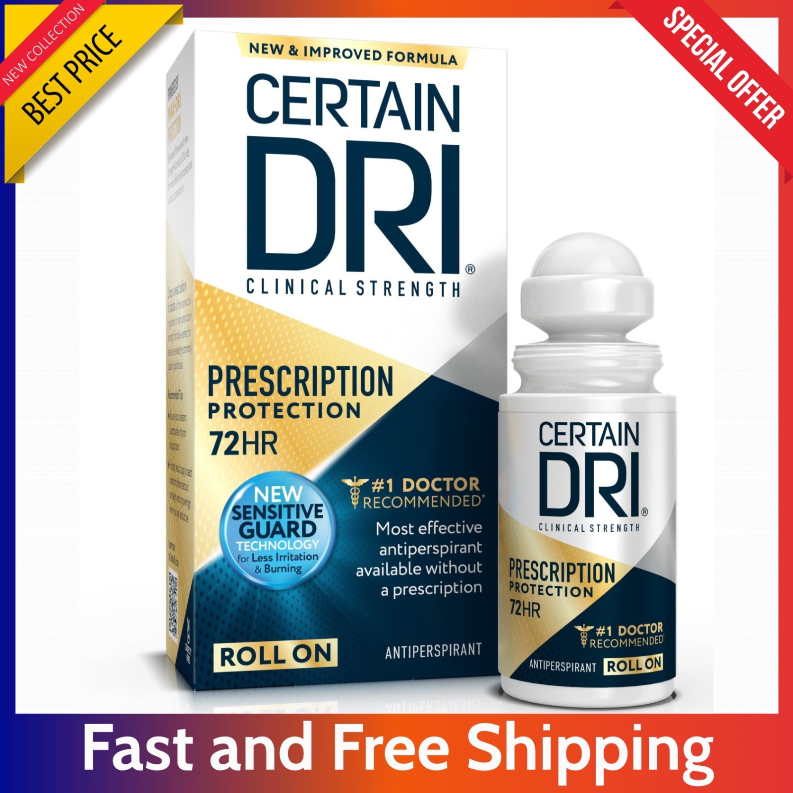 Certain Dri Clinical Antiperspirant Roll On 1.2 fl oz - 72 Hour Sweat Protection