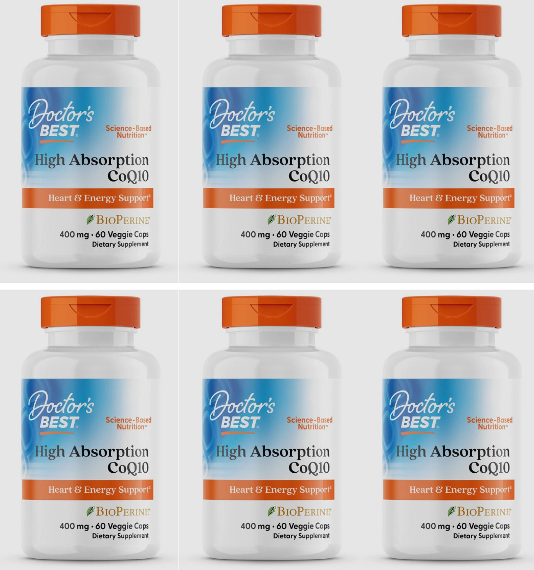 6X Doctor\'s BEST High Absorption CoQ10, USP Verified, 400 mg-60 Caps EXP 07/2026