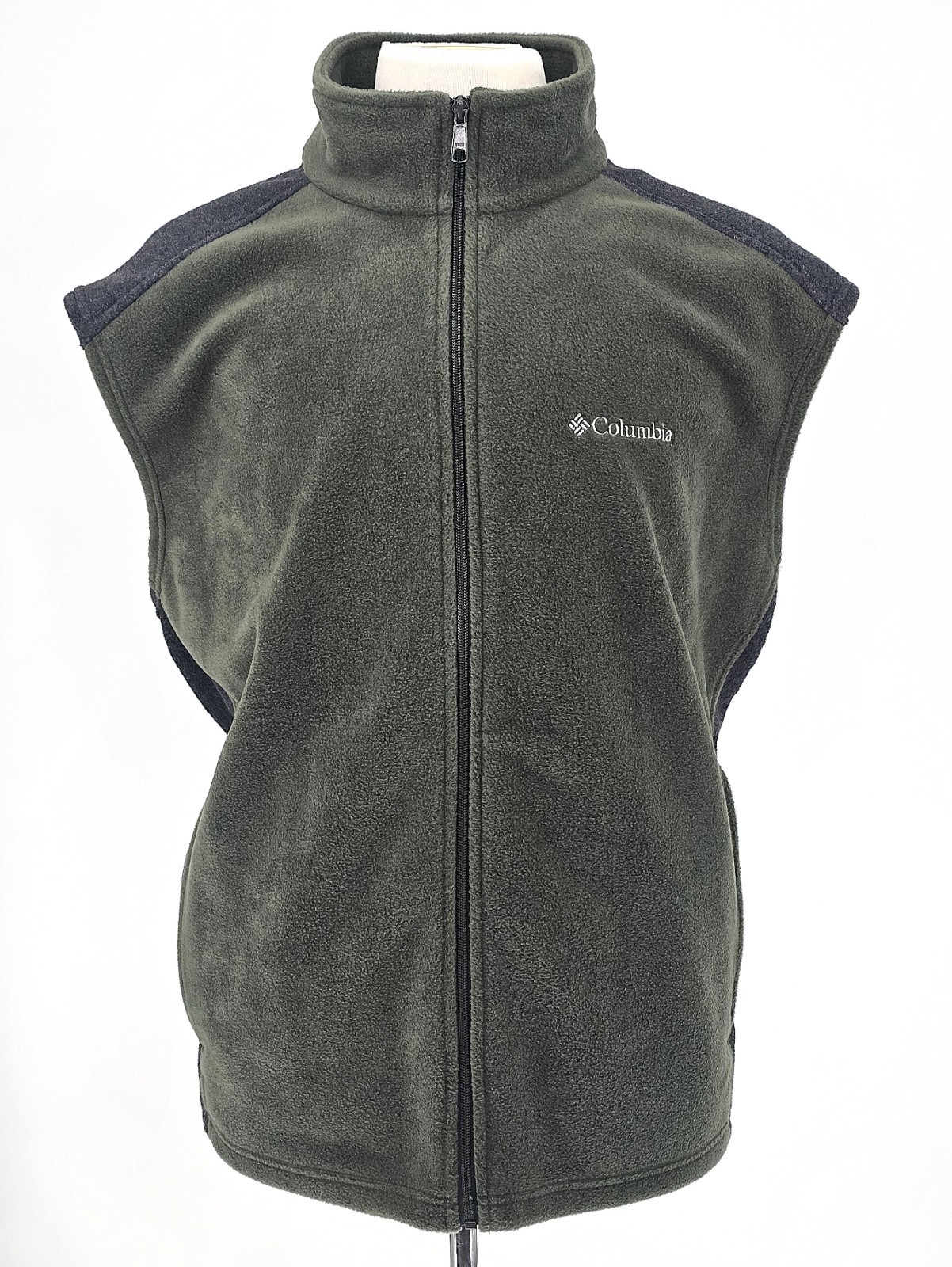 COLOMBIA Steens Mountain Fleece Vest Mens 2XL Green Charcoal Gray AM1535 1639261