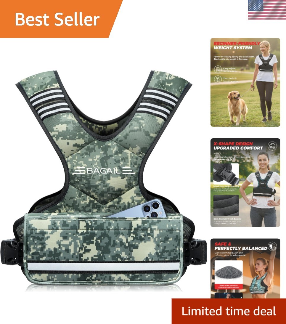 Versatile Women's Weighted Vest with 6 Removable Weights - Fitness Essential