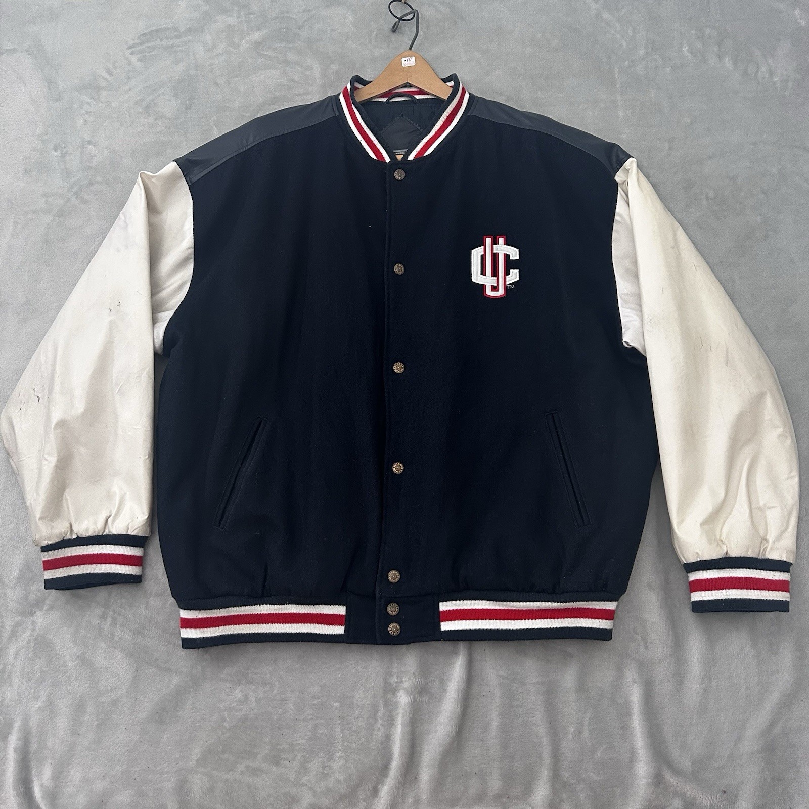 Vintage UConn Huskies Jacket Mens XL Steve & Barrys Varsity Bomber Wool NCAA Y2K Vintage UConn Huskies Jacket Mens XL Steve & Barrys Varsity Bomber Wool NCAA Y2K